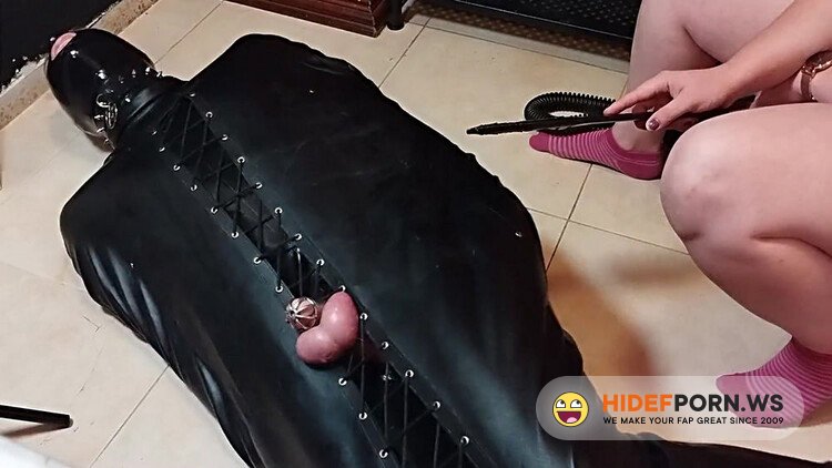 PornHub - FEMDOM Feet Teasing Bondage Sack With Latex Breathplay And Cum Eating [FullHD 1080p]