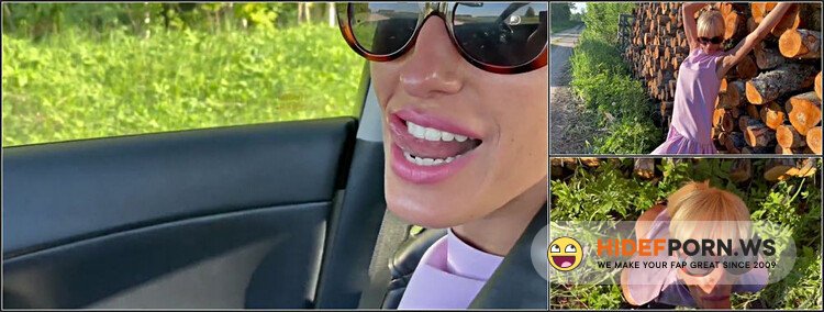 ModelsPorn - Saliva Bunny - Skinny Blonde In Short Dress Does Sloppy Blowjob On The Public Road | Saliva Bunny [FullHD 1080p]